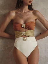 One-Piece Bikini Hollow Prin Tube Top