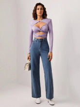 ALLA HOLLOW OUT LONG SLEEVE TOP with GLOVES
