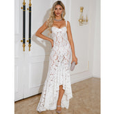 Vestido largo con volantes - Blanco