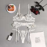 Süßes Pure Beauty Dessous-Set mit Blumenstickerei