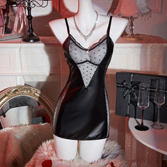 PU Polka Dot Mesh Bodysuit