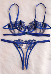 Thin Embroidered Mesh Bralette Set