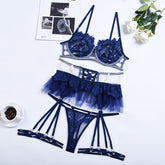Embroidery Lace Eyelashes Lace Lingerie Set
