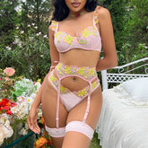 Embroider Lace Lingerie Set