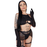 Grid Hollow Cute Lingerie Set