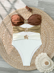 Einteiliges Bikini-Tube-Top mit Hohlprint