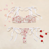 Embroider Lace Perspective Mesh Lingerie Set