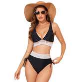 Two-piece High WaistAdjustable Drawstring Adjustable Straps Swimsuit