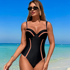 Black And White Striped Beach Swimsuit