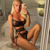 Embroidered See-Through Lingerie Set