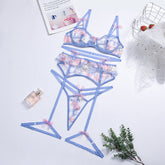 Thin Section See-Through Embroidery Jacquard Bow Lingerie Set