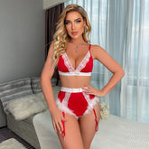 Heißes Bralette-Set aus Plüsch mit Strumpfband