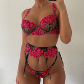 Floral Embroider Lace Lingerie Set