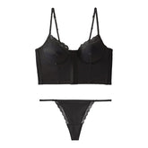 Arrival Button Front Corset Satin Bralette Set