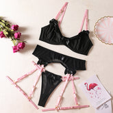 Color Contrast Cute Lingerie Set