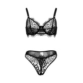 Allover Lace Trim Lingerie Set