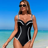 Black And White Striped Beach Swimsuit
