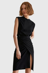 Knielanges ärmelloses Kleid - Schwarz