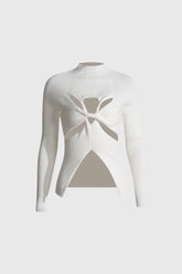 Suéter de canalé con aberturas - Blanco