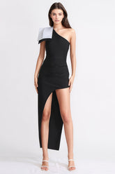 Vestido midi con abertura alta - Negro