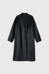 Langer Trenchcoat aus Leder - Schwarz