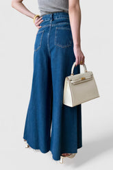 Extra weite Jeans mit hoher Taille - Blau