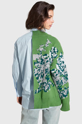 Camisa con cárdigan adjunto - Azul