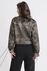 Chaqueta de cuero vintage - Verde oscuro