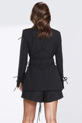 Maßgeschneiderter Blazer mit Schnürung – Schwarz