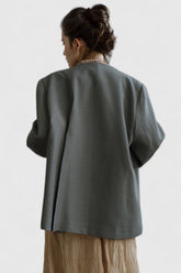Classic Blazerwith No Collar - Grey
