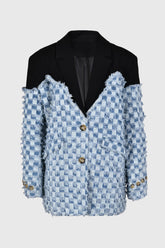 Textured Blazerwith Pattern - Black