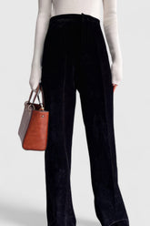 Samthose mit hoher Taille - Schwarz