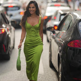 TAMIKO STRAPS GREEN BODYCON MAXI DRESS
