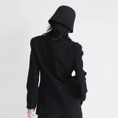 Black Blazerwith Rhinestone Flower