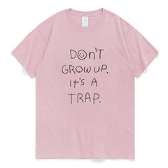 Y2K Don't Grow Up Oversized Cotton Tee - Streetwear Fashion