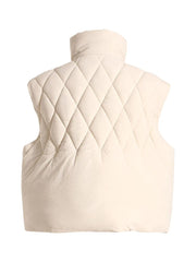 Chaleco DEAT para mujer, holgado, de cuello alto, de una sola botonadura, sin mangas, a cuadros, con borlas de diamantes, invierno 2023, 1DF2572