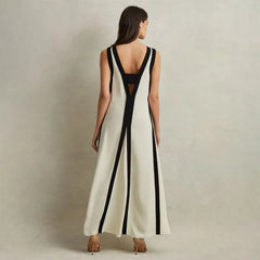 MAXI PUFF V NECK SLEEVELESS DRESS