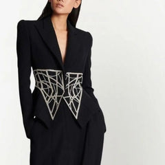 MARYL Black BLACER with CRYSTAL Waist