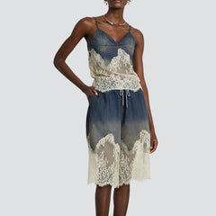 Elegante conjunto vaquero de dos piezas para mujer