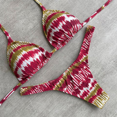 Resort style tie-dye suspender bikini
