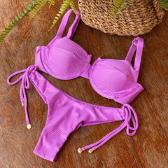 solid color split bikini