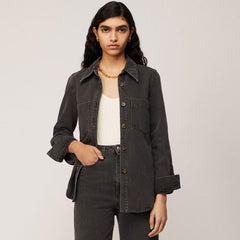 Blazer corto con mangas abullonadas y adornos de cristales brillantes. Conjunto a juego - Negro.