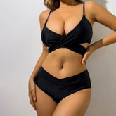 Athletic Low Rise Moderate Cross Wrapped Brazilian Two Piece Bikini Swimsuit