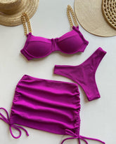 dreiteiliges Bikini-Set mit Ketten