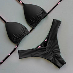 heart polka dot bikini set