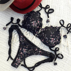 and floral split bikini