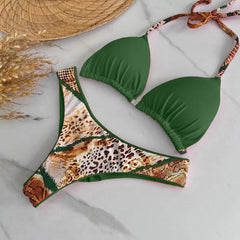 Trendy Leopard Print Vintage Bikini Set