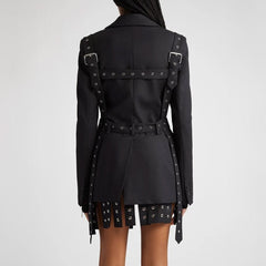 Black STRAPPY BELTED BLAZER