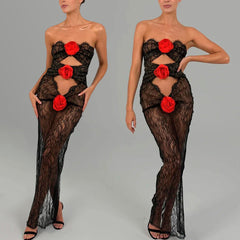 CHANNYA CUT OUT SLEEVELESS LACE MAXI DRESS