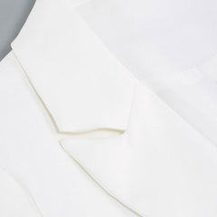 Chic Faux Feather Trim Lapel Collar Open Front Cropped BlazerMatching Set